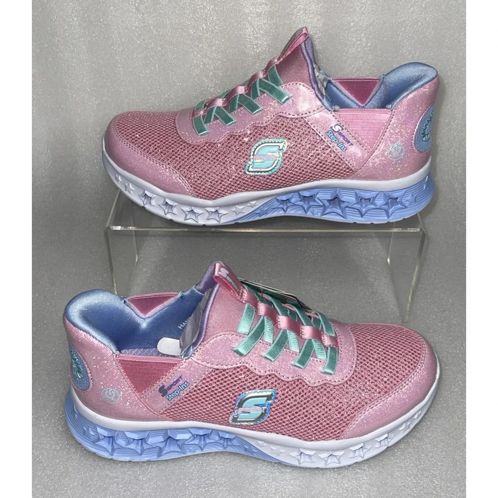 S Sport By Skechers Keely Sneakers Light Up‎ Stretch Laces Big Girls Size 5 NEW